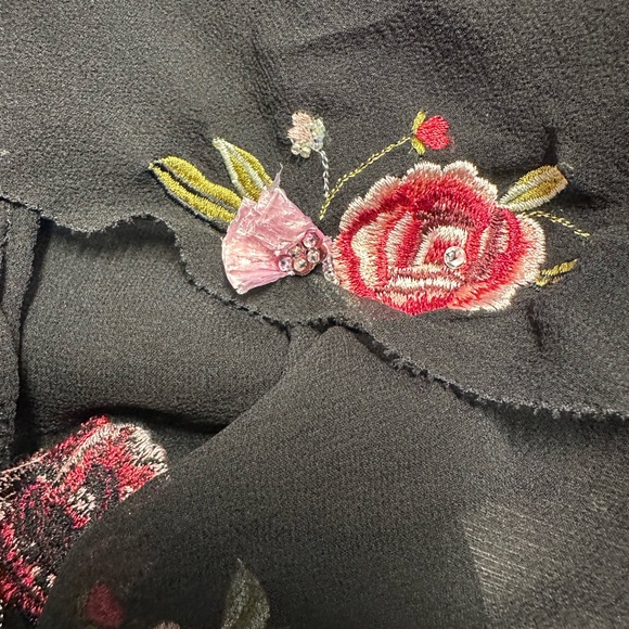 Vintage Betsey Johnson 100% Silk Rose Embroidered Halter Slip Dress Sz 4 - Picture 9 of 13